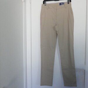 NWT Izod classic flat front stretch straight leg pants khaki slash pockets sz 7